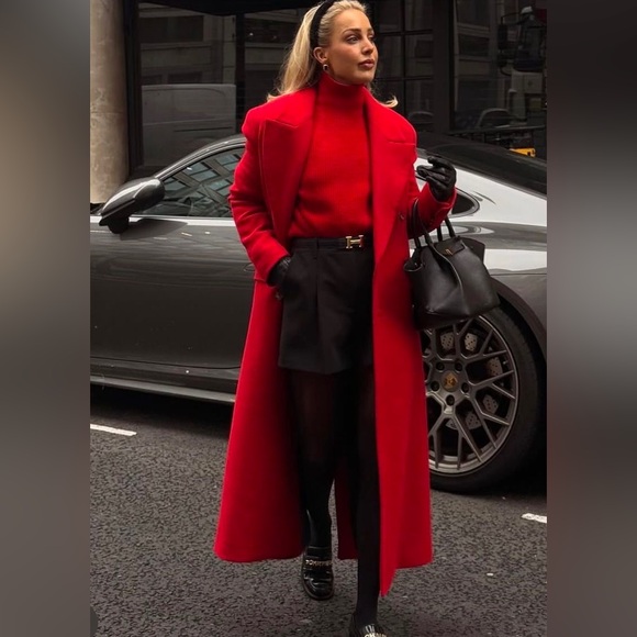 Perry Ellis Portfolio Vintage Wool Red Lo g Coat Size L/XL - Picture 15 of 16